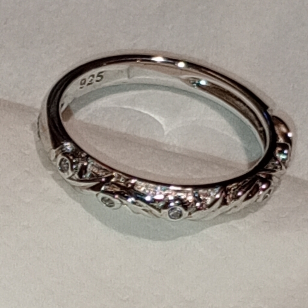 Sterling Silver Engagement And Wedding Band Ring Set/NWOT/Cocktail Ring & Band - Picture 12 of 16